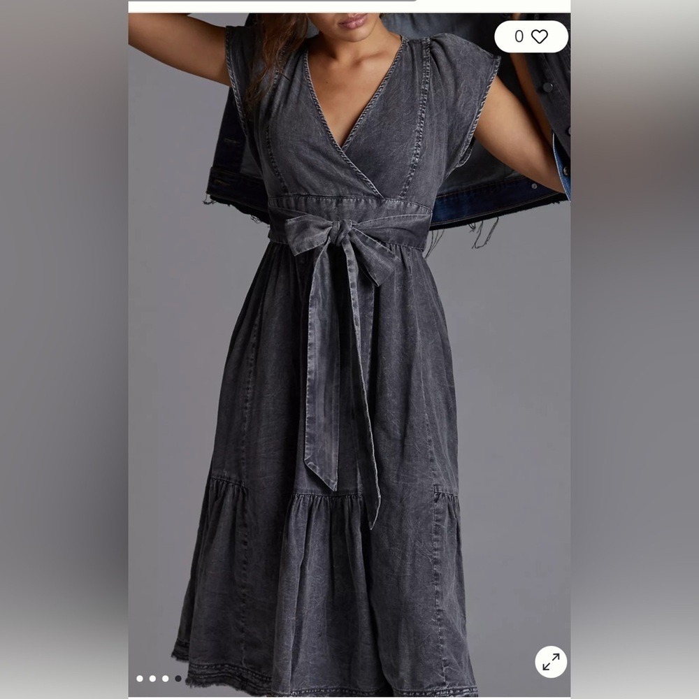 NWT Pilcro Charcoal Denim MIDI Dress with Zipper - Picture 4 of 16